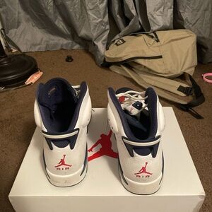 Jordan White and Blue Sneakers High-Top Classic